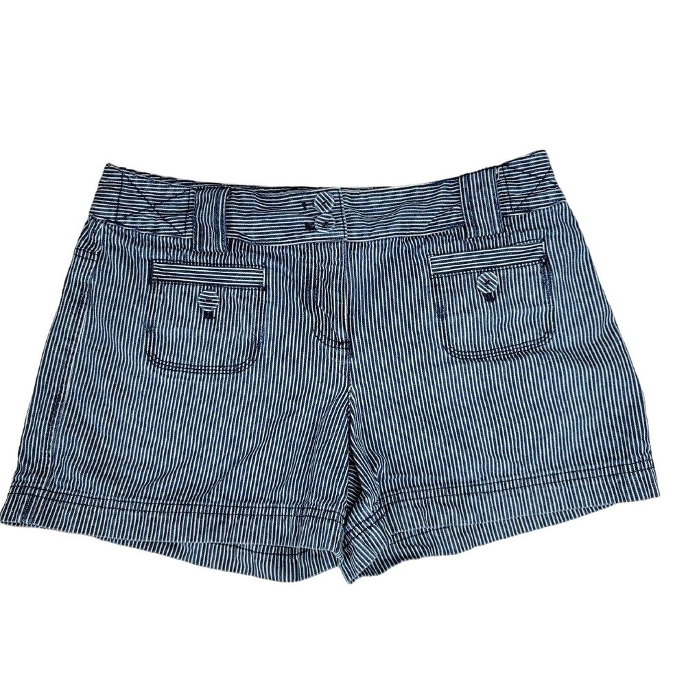 Loft Womens Shorts Size 4 Denim Striped Nautical Preppy Coastal Boho Ann Taylor